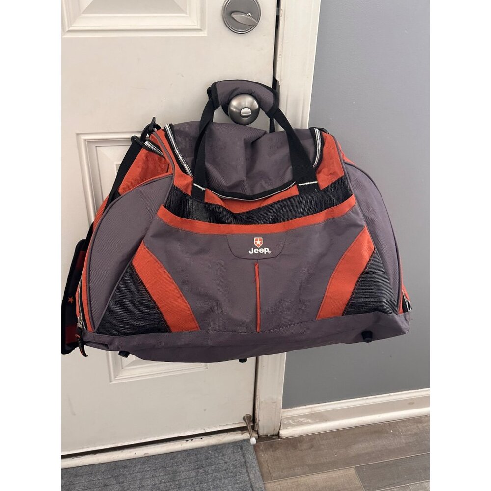 Jeep Gray & Orange‎ Duffel Bag With Shoulder Strap & Zipper Closure